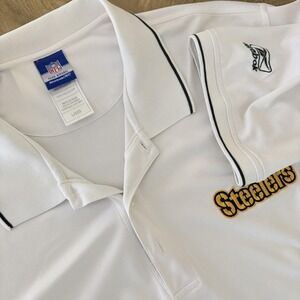 Pittsburgh Steelers Polo Shirt Mens Large White NFL Football Reebok Golf